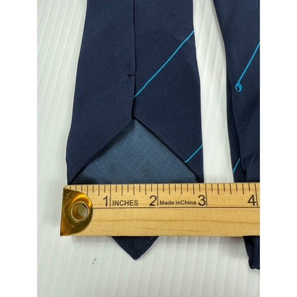 Cravat Club International Necktie‎ Blue Diagonal Stripe Silk Tie for Men - Picture 3 of 5